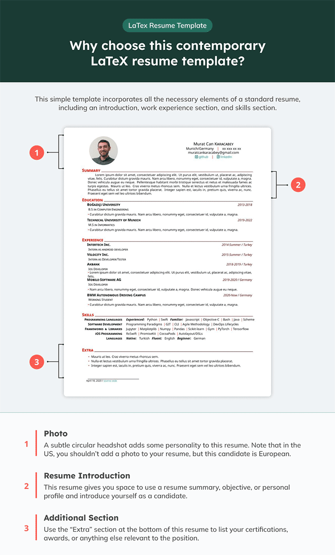 Contoh template resume saat ini di LaTeX