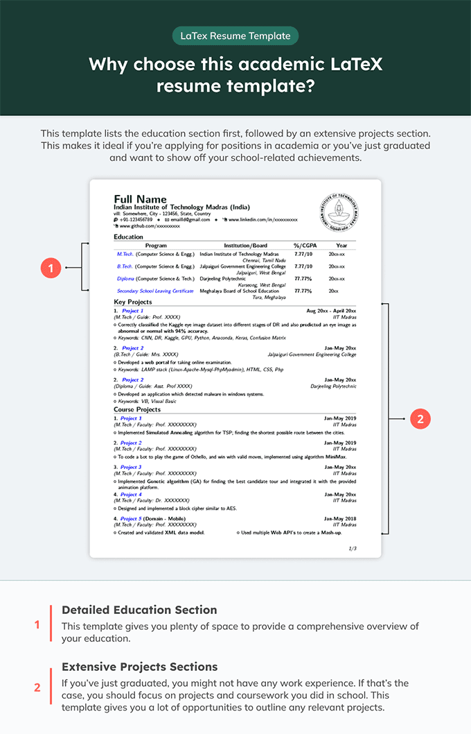 Contoh template resume akademik di LaTeX