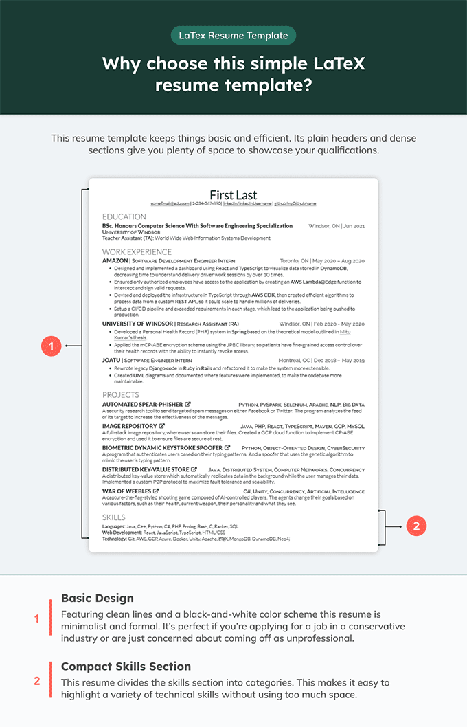 Contoh template resume sederhana di LaTeX