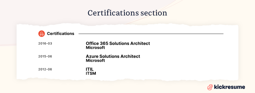 Bagian sertifikasi resume Microsoft